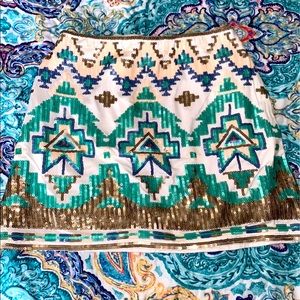 Francescas Mini Aztec Sequin Skirt